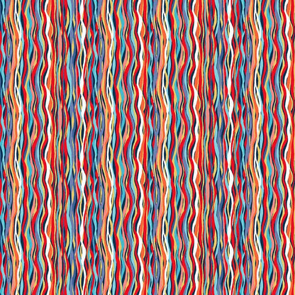 Deep Blue Sea by Makower -Wave Stripe