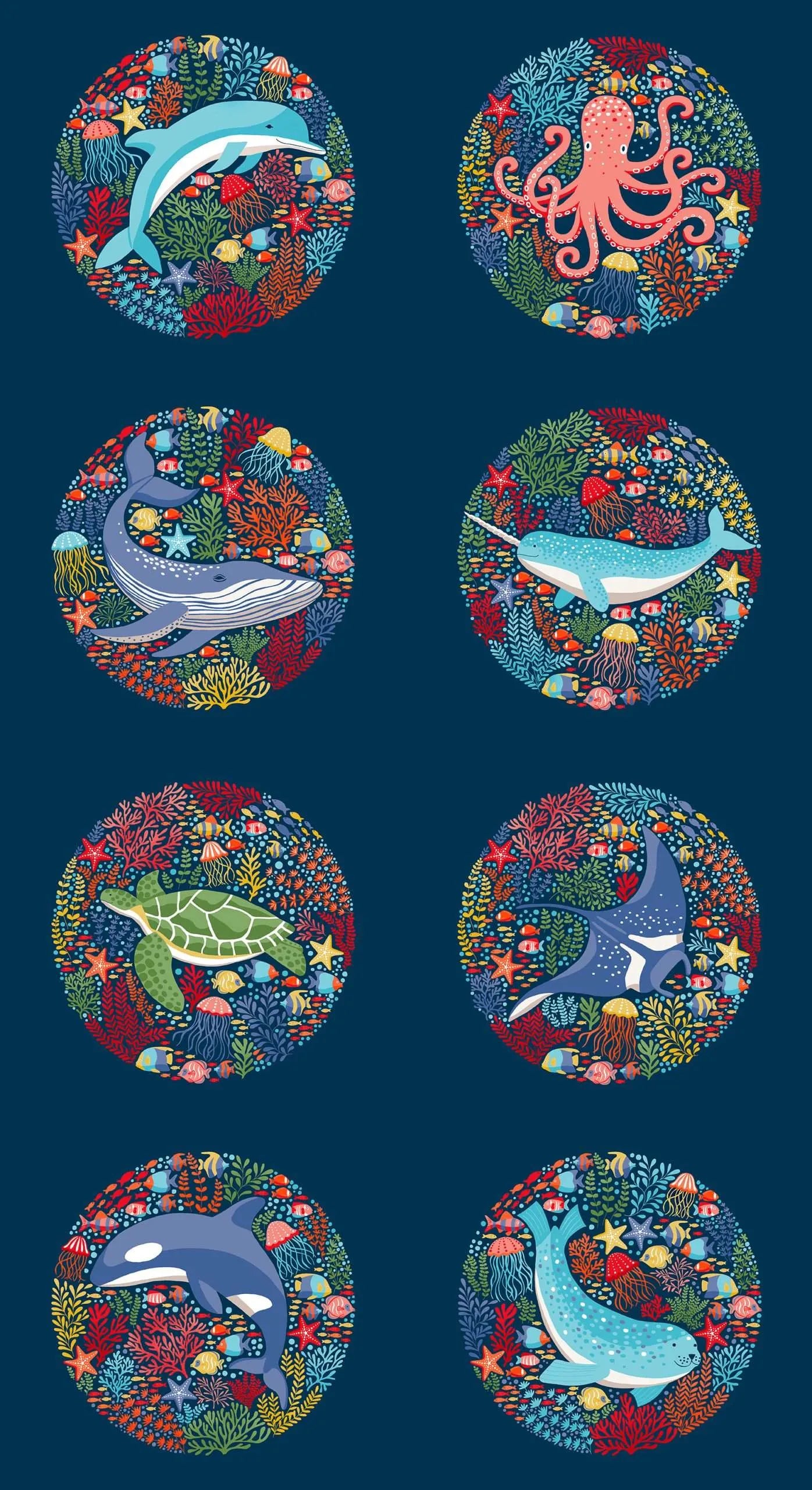 Sea  Panel from Makower - Blue