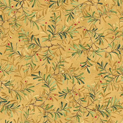 12 Days of Christmas  by Nancy Halvorsen  for Benartex Pine Bough Gold