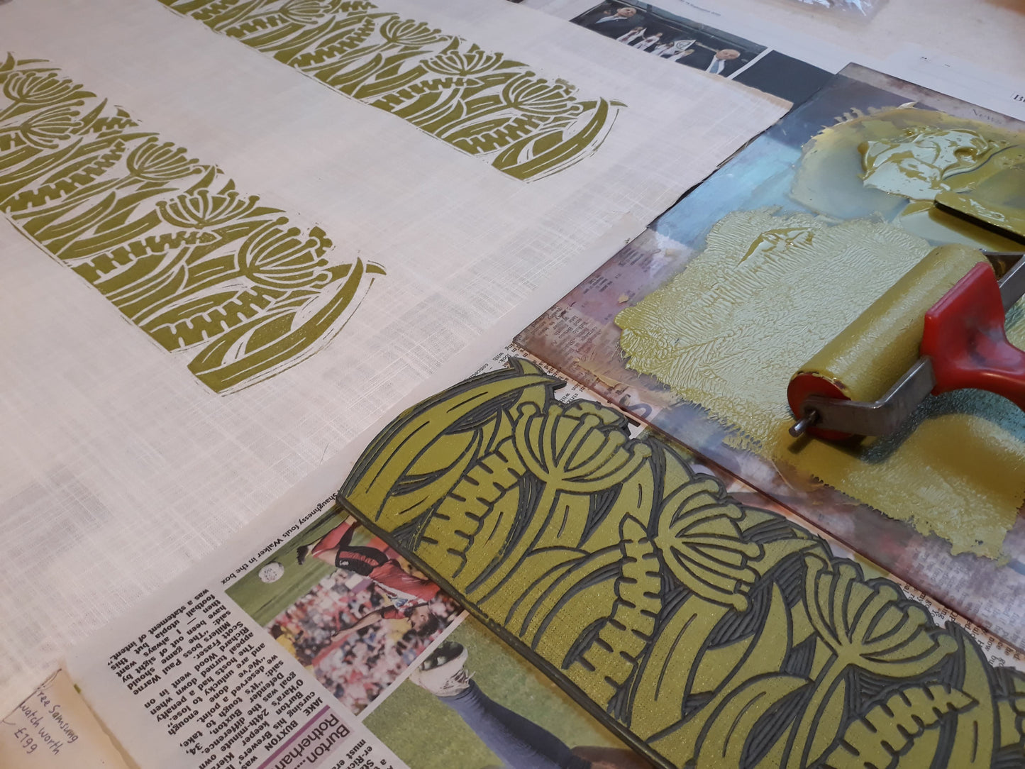 17/08/24  Lino Printing onto Fabric  Workshop with Louise Nichols *Suitable for Beginners  - 10am to 4pm