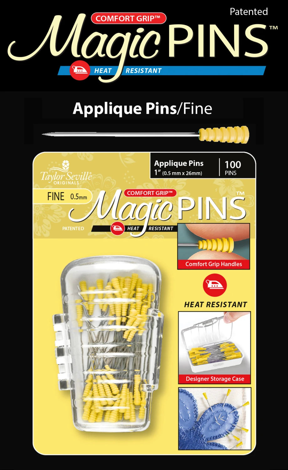Magic Pins by Taylor Seville - Applique Fine (0.5mm x 26mm)