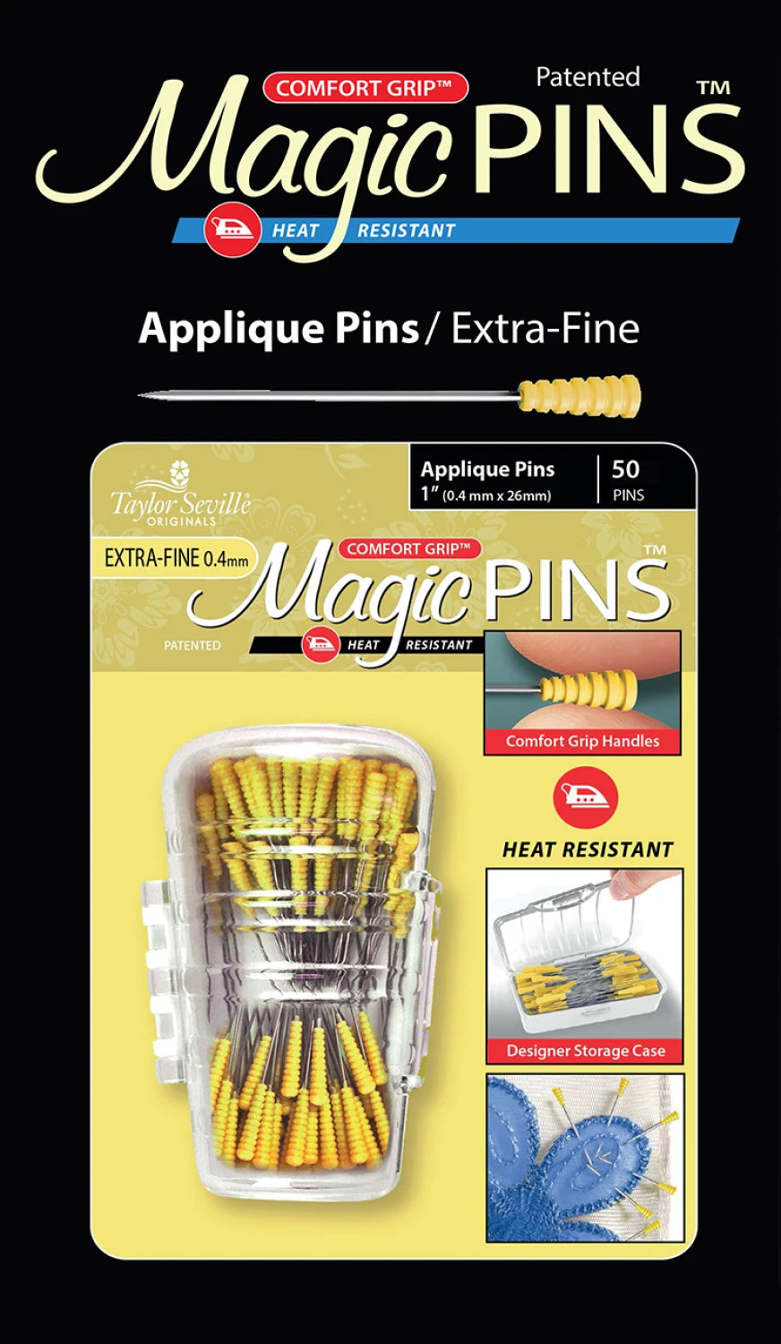 Magic Pins by Taylor Seville - Applique Extra Fine (0.4mm x 26mm)
