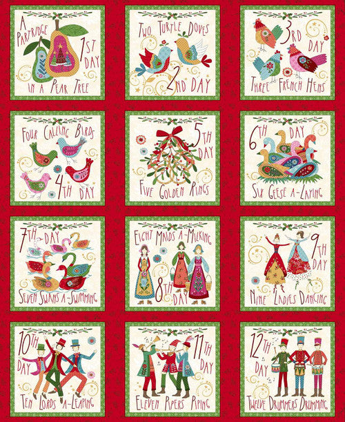 Scandinavian Holiday by Mary Jane for Henry Glass Fabrics - 12 Days of Christmas Panel