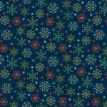 Nordic Holiday Village  by Mary Jane Carey for Henry Glass -  Blue Multi Snowflakes 3605-79