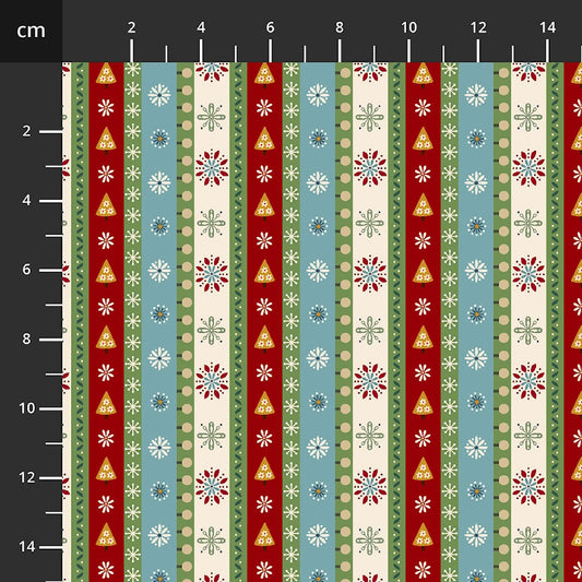 Nordic Holiday Village  by Mary Jane Carey for Henry Glass -  Holiday Stripe 3611-17