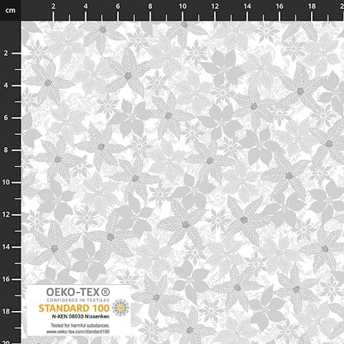 Snow Crystals White/Silver  by Stof - 4593-102