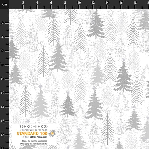 Snow Crystals White/Silver  by Stof - 4593-103