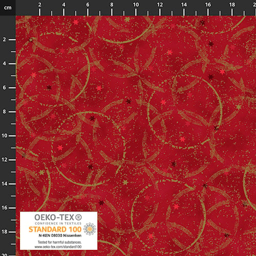 Snow Crystals Red/Gold  by Stof - 4593-400