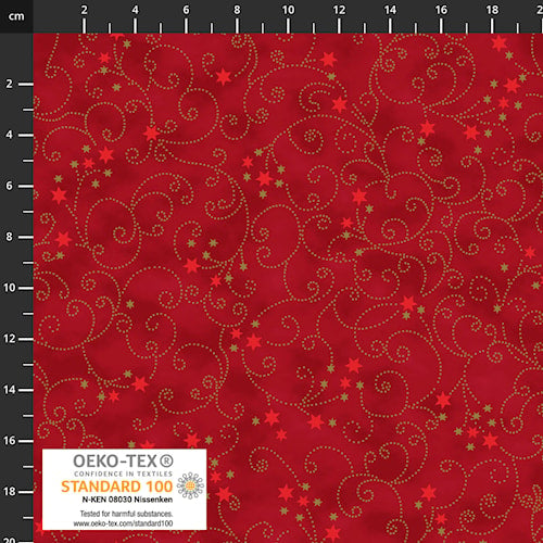 Snow Crystals Red/Gold  by Stof - 4593-406