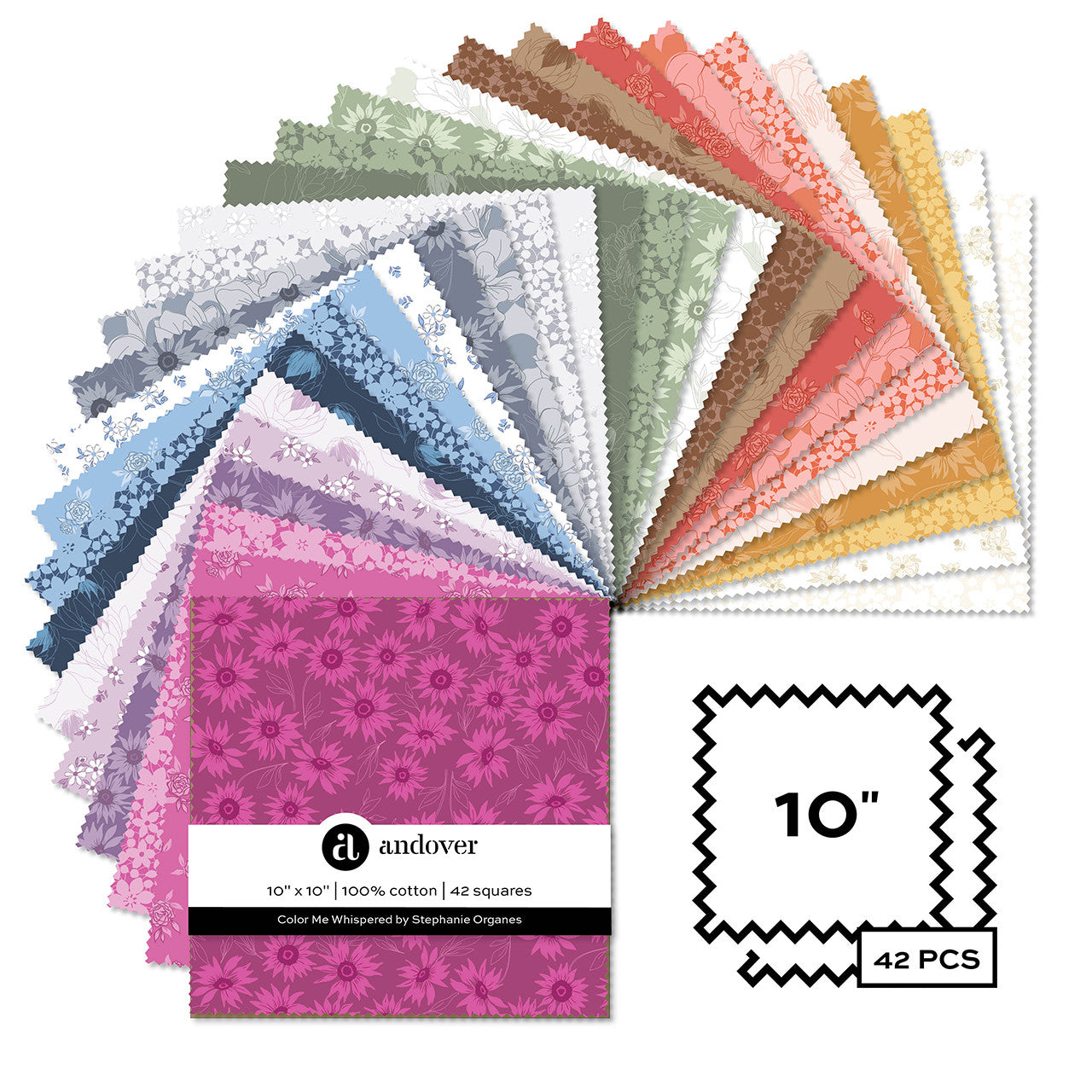 10" Layer Cake -Color Me Whispered  Jelly roll by Stephanie Organes   for  Andover  by Stephanie Organes   for  Andover