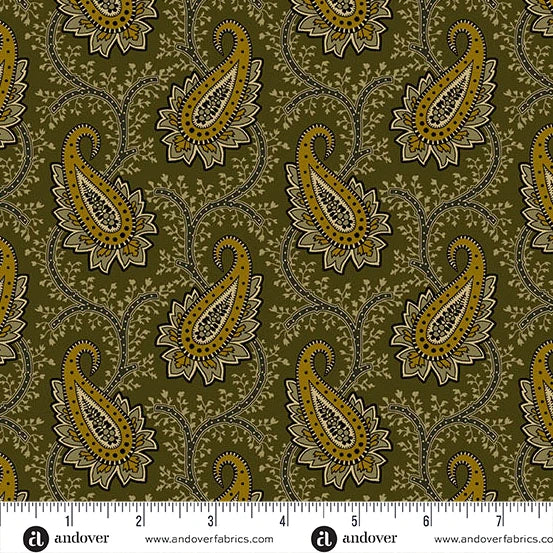 Madison Manor Revisited by Jo Morton for Makower - Main Paisley Green