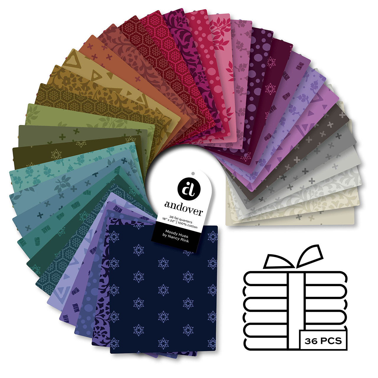 Moody Hues Fat Quarter Bundle by  Nancy Rink for Andover