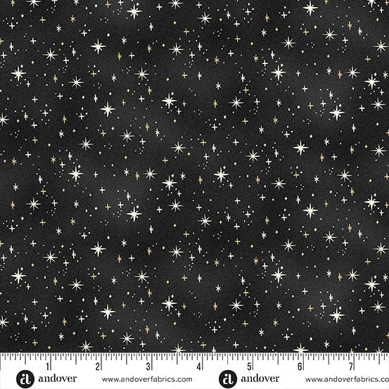 Charmed by Makower Shimmer Black 200-X