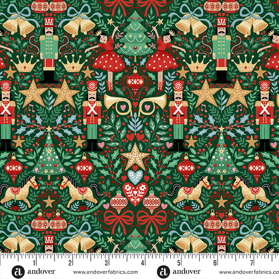 The Nutcracker by Makower Sugar Plum Green 229-G