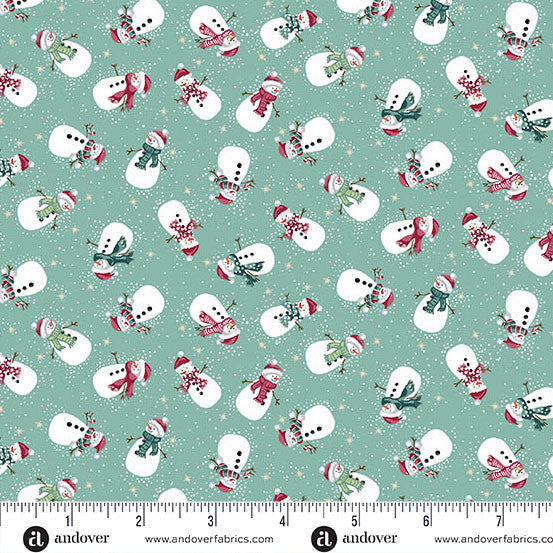 Country Christmas by Makower Snowmen Teal 232-T