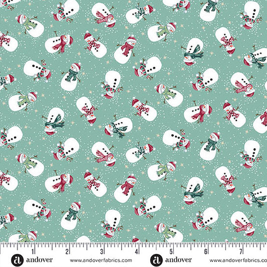 Country Christmas by Makower Snowmen Teal 232-T