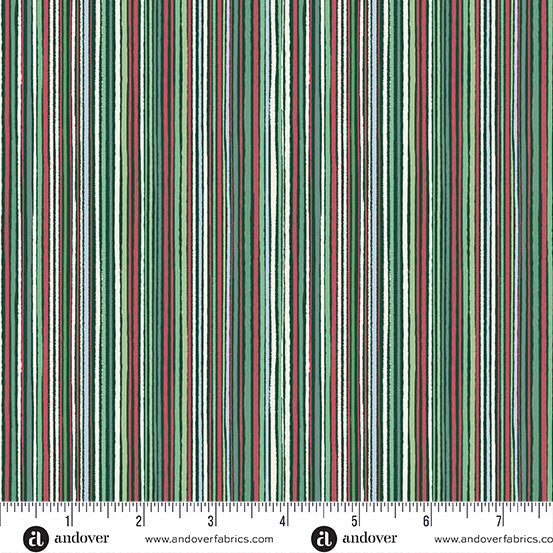 Country Christmas by Makower Fine Stripe Green 237-G