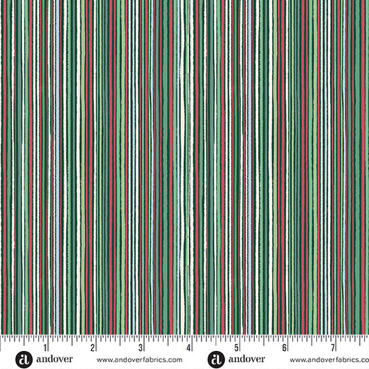 Country Christmas by Makower Fine Stripe Green 237-G