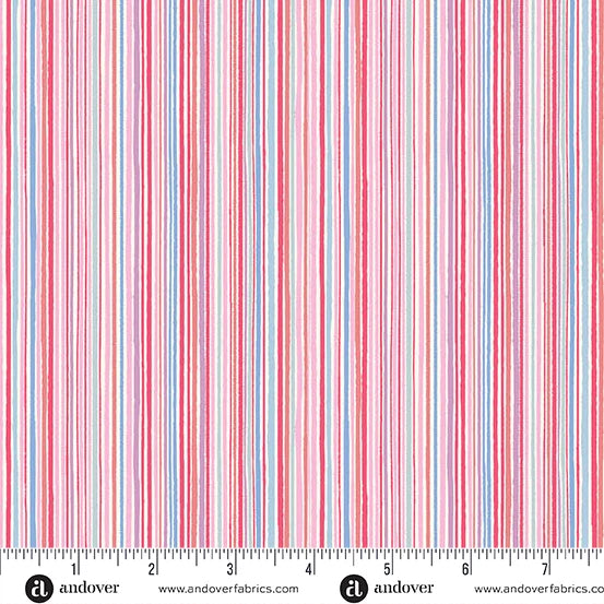 Dance Class by Makower UK Fine Stripe Pink