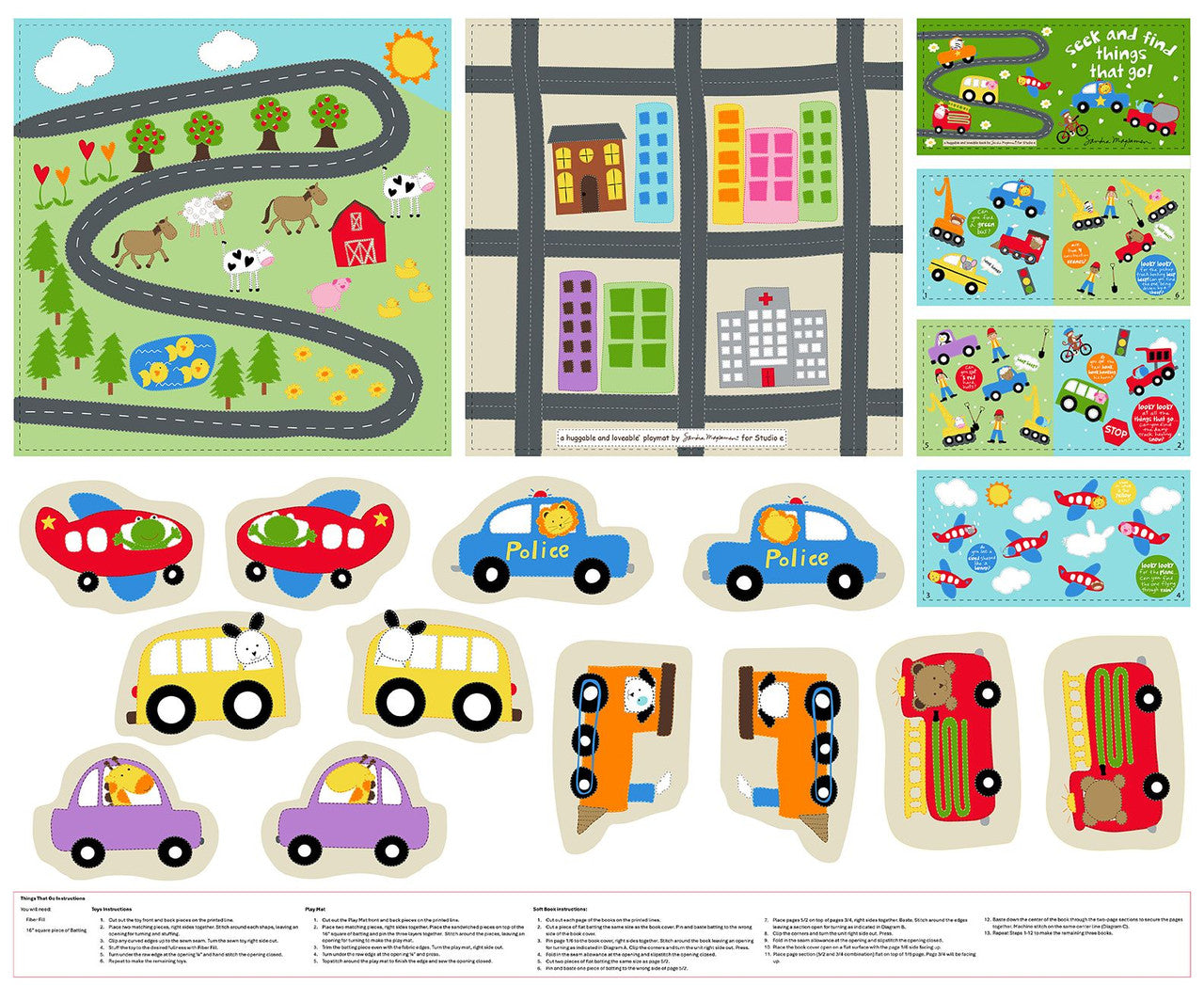 Huggable and Loveable 14 Play Mat  Panel by Sandra Magsamen for Studio E