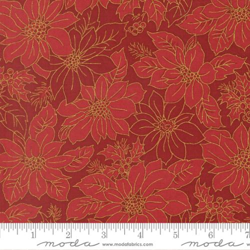 Merry Manor Metallic  by  Moda -  Crimson 33862 12M