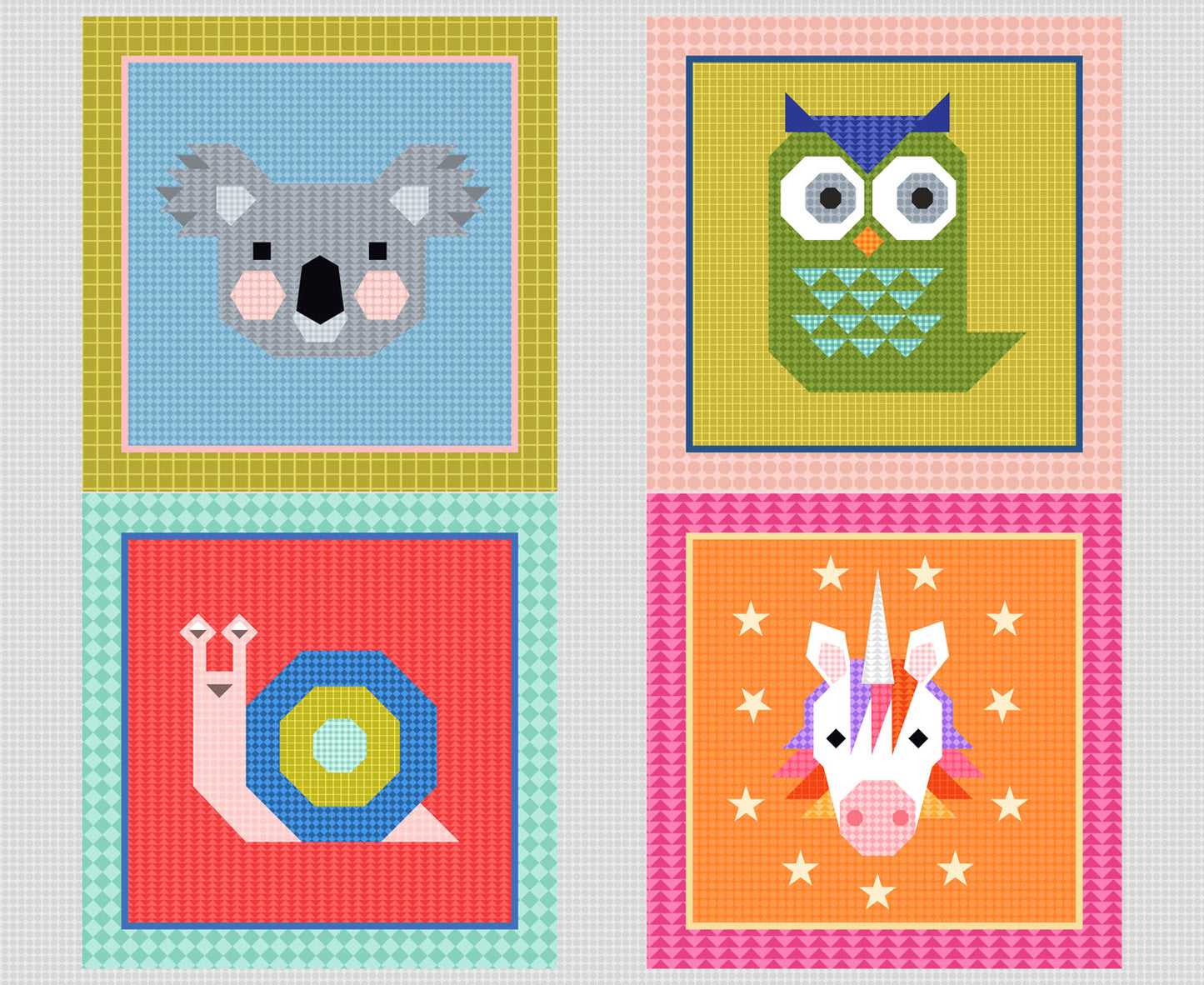 Animal Alphabet Large Squares Panel for Lewis and Irene