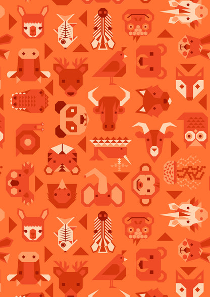 Animal Alphabet - Animals on Orange by Lewis and Irene