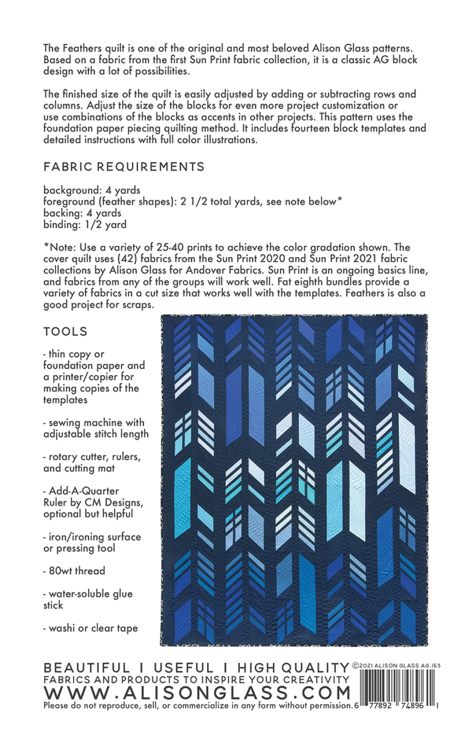 Feathers Quilt Pattern  by Nydia Kehnle & Alsion Glass