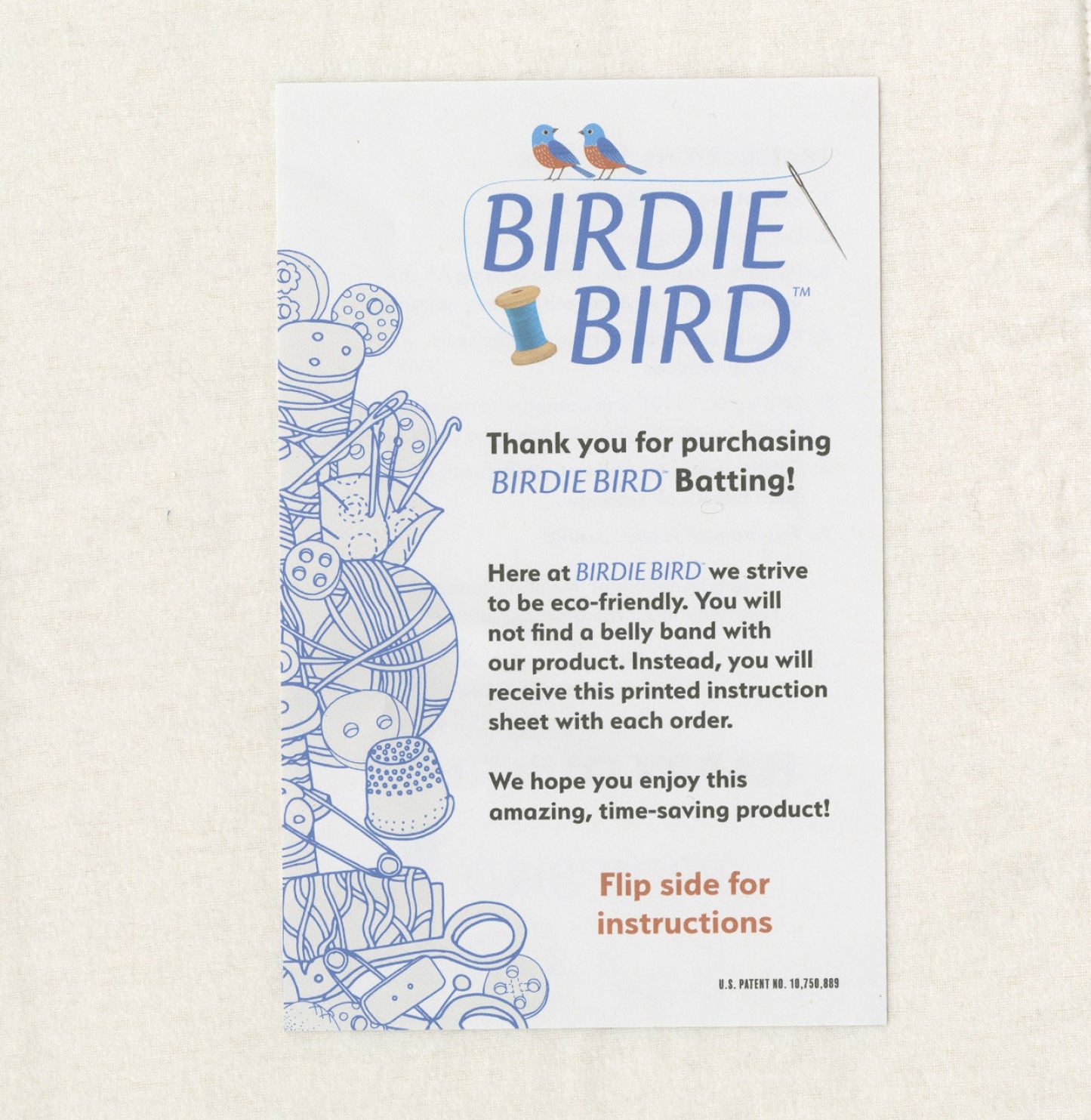 Birdie Bird Batting/Wadding  Pre-Cut Pack