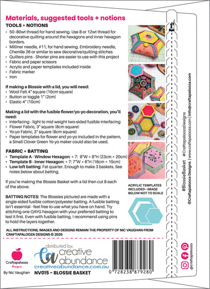 Blossie Basket Pattern - Includes Quilt As You Go Template by Nic Vaughan