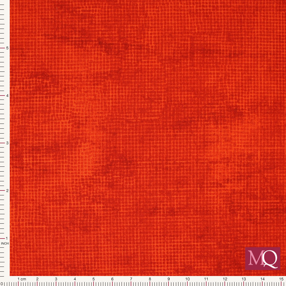 Cotton quilting fabric with printed cross-hatch texture in tonal zingy reds
