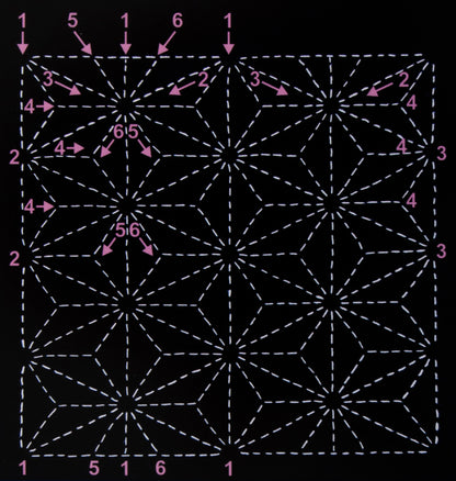 Sashiko Template Asa no ha  ( Hemp Leaf )  6"