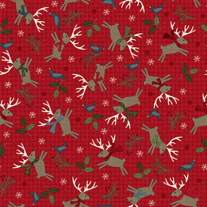 Jolly Holly Flannel by Bonnie Sullivan for Maywood Studios -  Red Deer £1.50/10cm