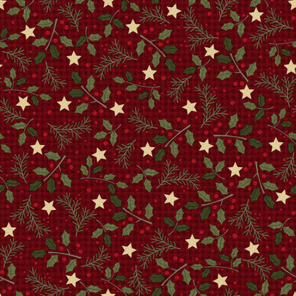 Jolly Holly Flannel by Bonnie Sullivan for Maywood Studios -  Red Holly  £1.50/10cm