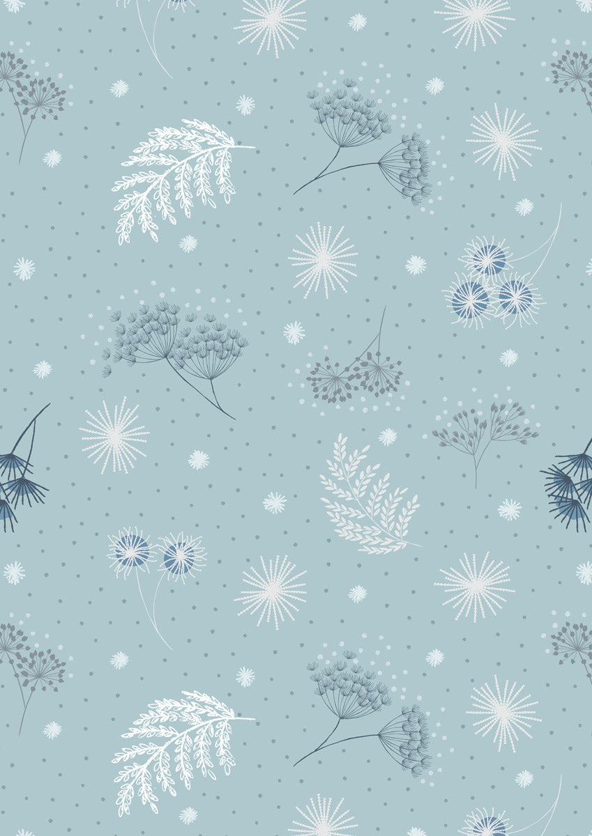 The Secret Winter Garden Flannel from Lewis and Irene - Frosted Garden on Mist Blue