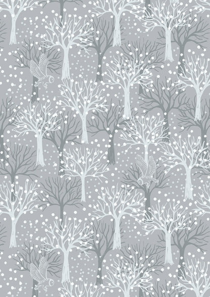 The Secret Winter Garden Flannel from Lewis and Irene - Owl Orchard on Light Grey