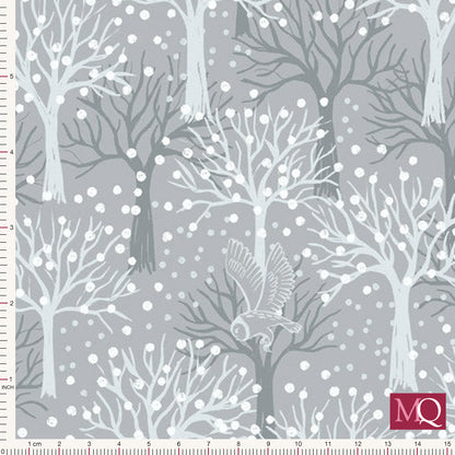 The Secret Winter Garden Flannel from Lewis and Irene - Owl Orchard on Light Grey