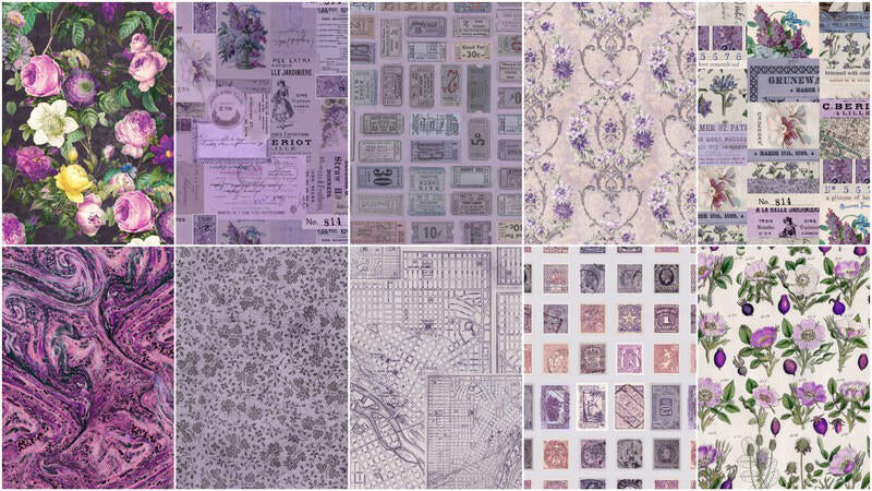Fat Quarter Bundle - Tim Holtz Eclectic Elements - Purple 10pcs