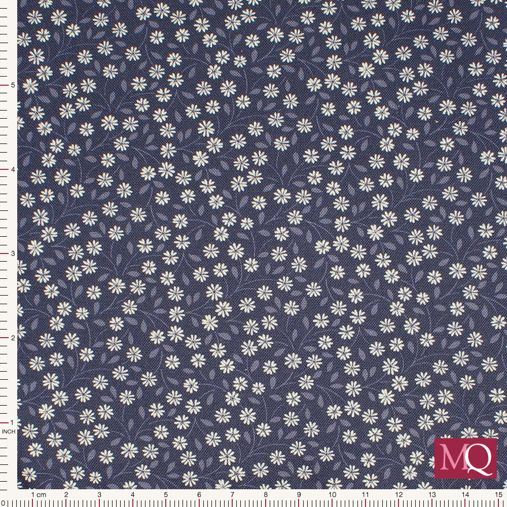 Forever Blooms by Cassandra Connolly for Lewis and Irene  - Ephemeral Beauty Prussian Blue CC65.3