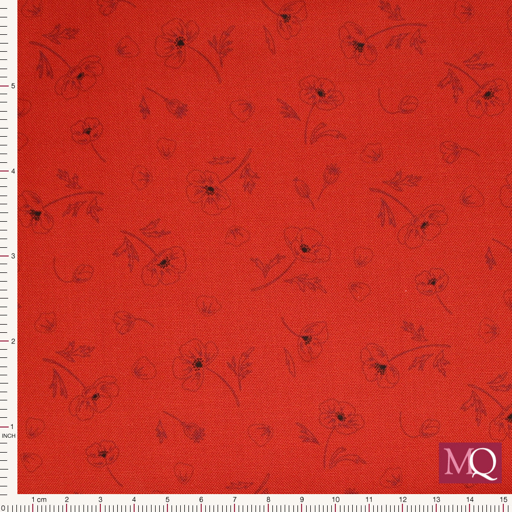 Forever Blooms by Cassandra Connolly for Lewis and Irene  - Ephemeral Beauty Scarlet CC63.2