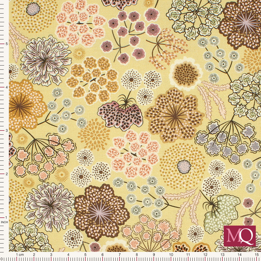 Jardin d'Automne  by Lewis and Irene  - Large autumn floral on warm tan - A926B