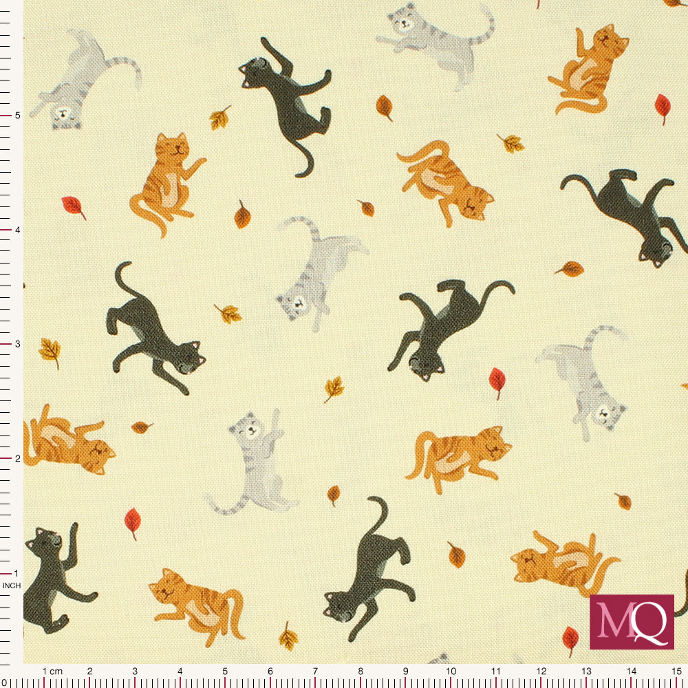 Small Things Snuggles Season by  Lewis and Irene - Cats and Falling Leaves on cream
