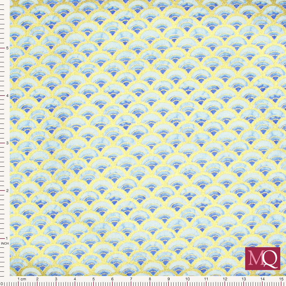 Moonlight  by Chong-a-Hwang for Timeless Treasures - Lotus  Scallop Blue