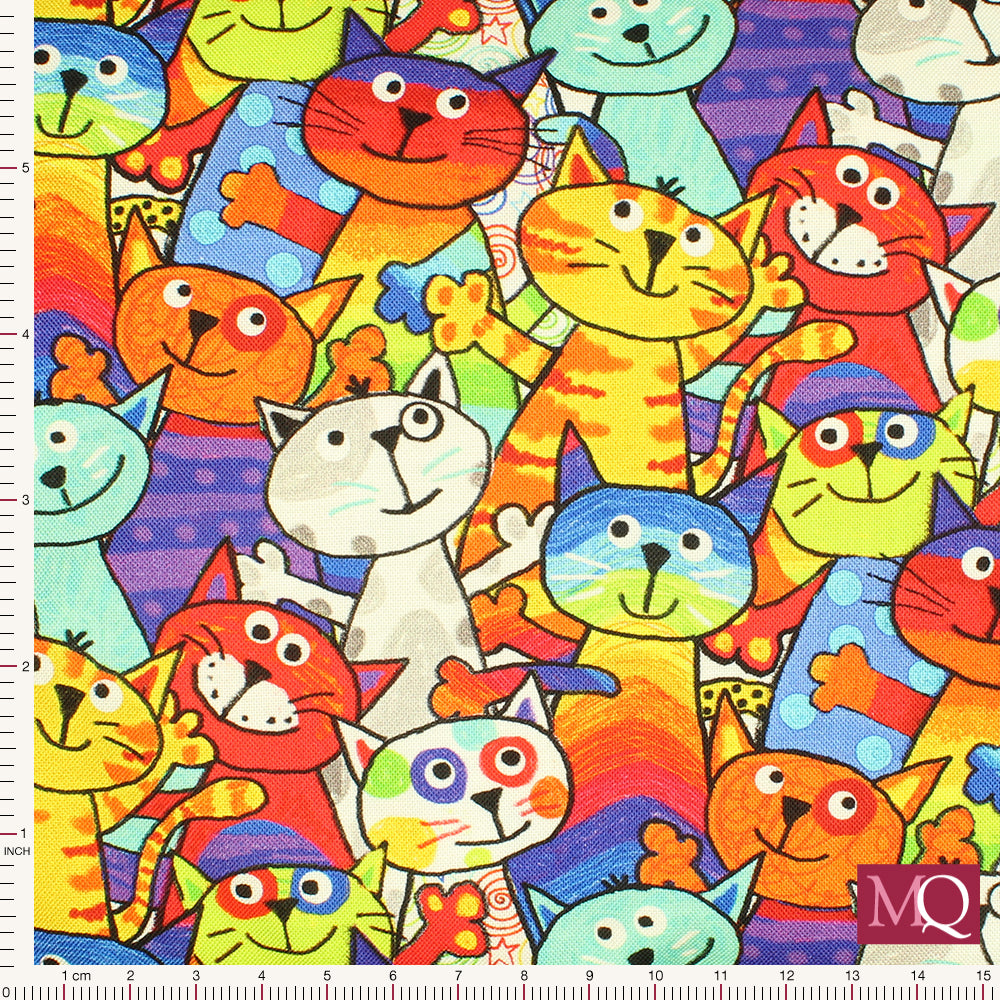Stacked Cats by Timeless Treasures - Multi