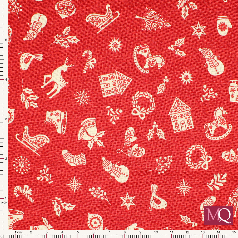 Scandi by Makower -Charms Red 113/R