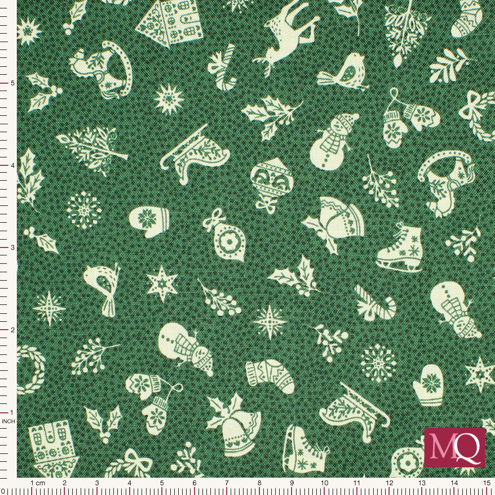 Scandi by Makower -Charms Green 113/G