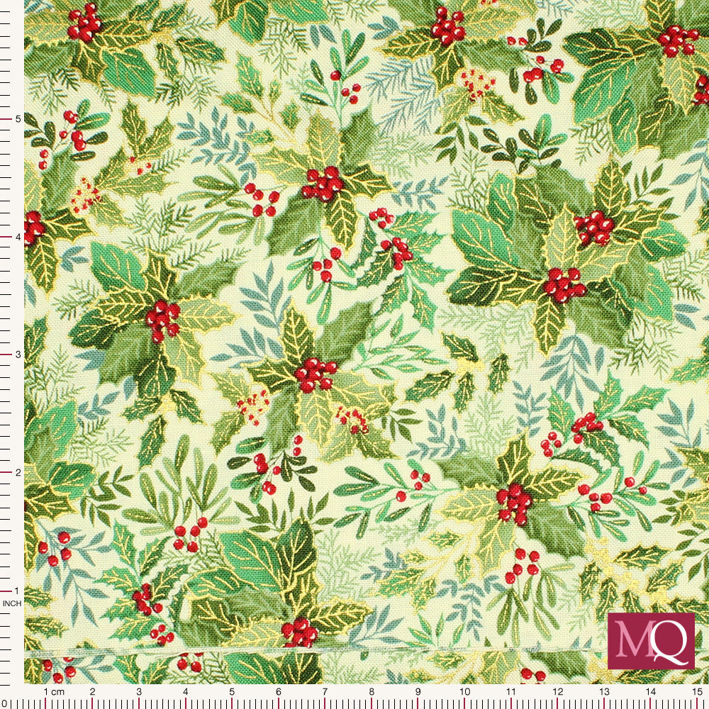 Good Tidings  by Makower -Holly Cream 107Q