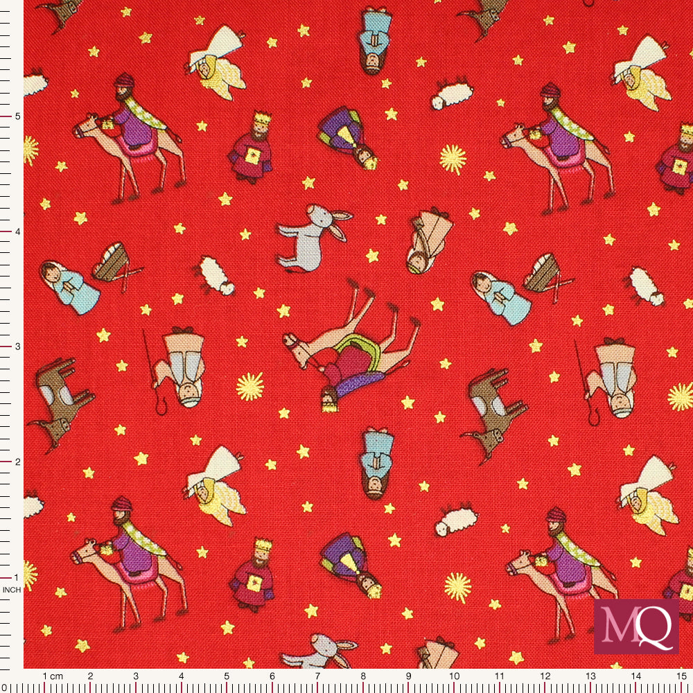 Away in a Manger  by Lewis & Irene - Nativity Characters on Red with Metallic