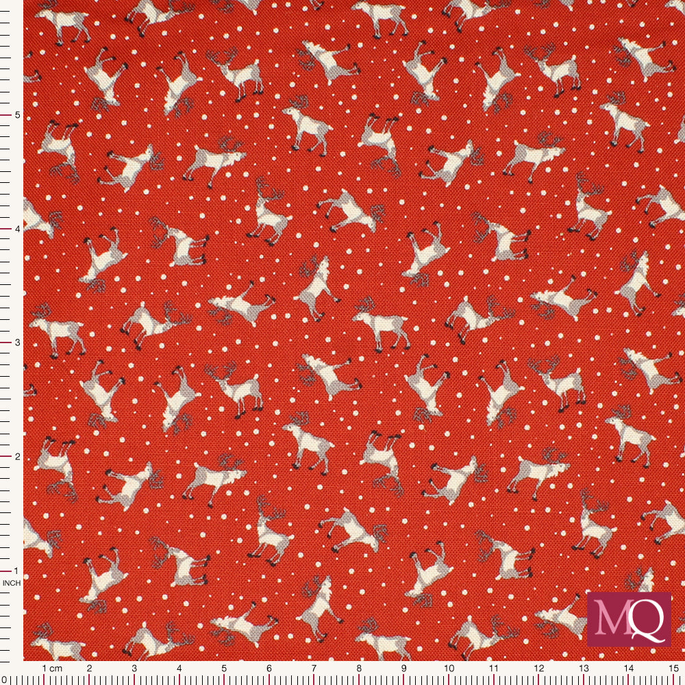 Norwegian Christmas by Lewis & Irene - Christmas Reindeer on Red