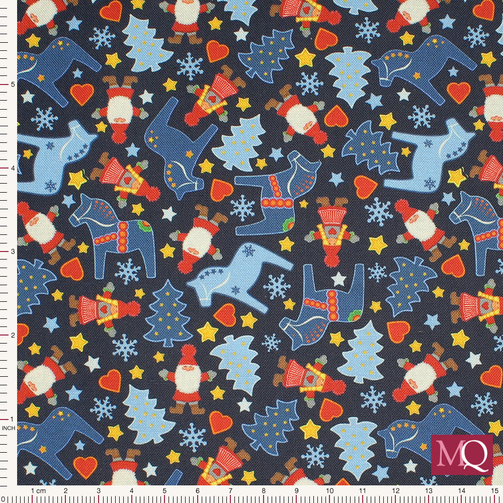 Tomtens Folklore Christmas by Lewis & Irene - Christmas horses on Blue